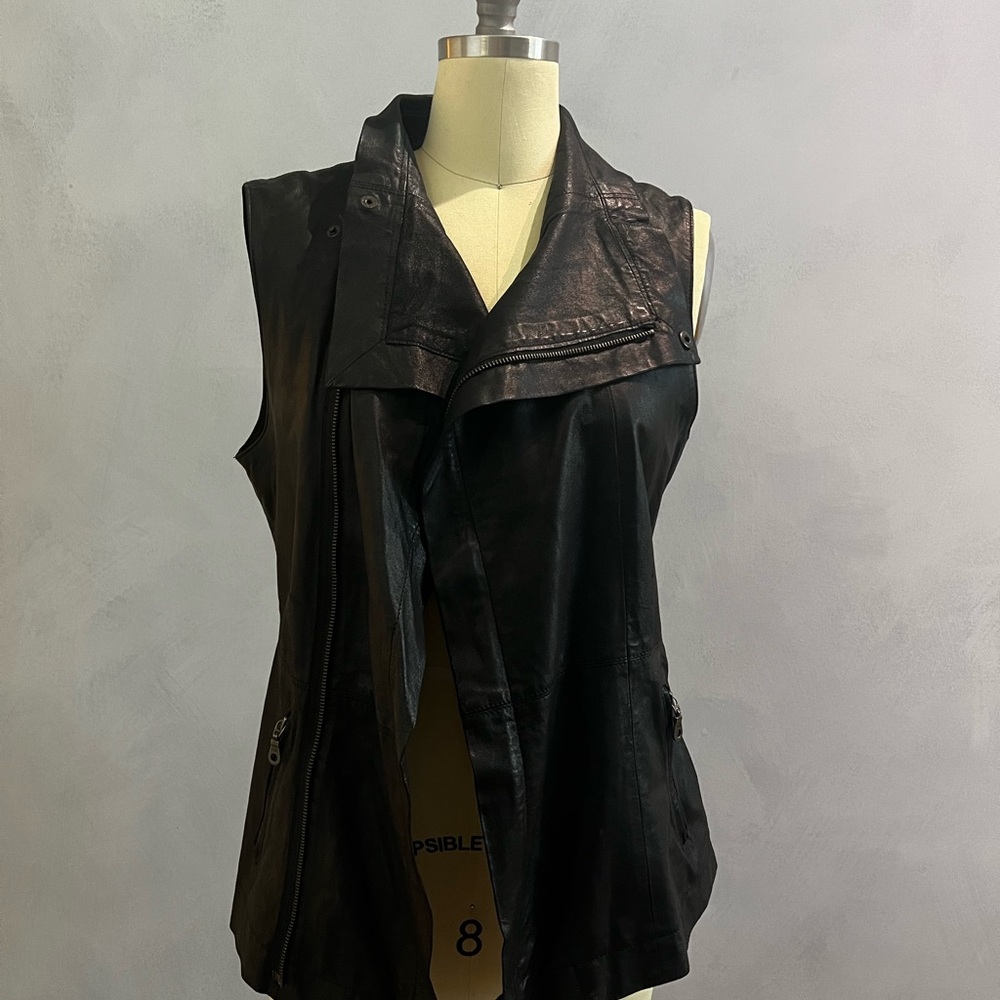 Edgy Black Leather Vest